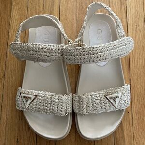 GUESS Cream Woven Sandals